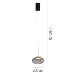 Schöner Wohnen-Kollektion Pendelleuchte SIA schwarz, Rauchglas, dimmbar