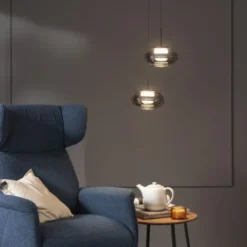 Schöner Wohnen-Kollektion Pendelleuchte SIA schwarz, Rauchglas, dimmbar