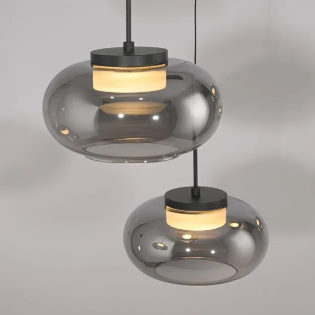 Schöner Wohnen-Kollektion Pendelleuchte SIA schwarz, 5-flammig, Rauchglas, dimmbar