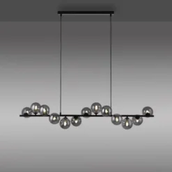 Schöner Wohnen-Kollektion Pendelleuchte DUBAI, schwarz, Rauchglas, höhenverstellbar