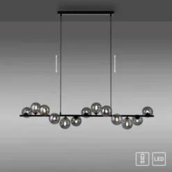 Schöner Wohnen-Kollektion Pendelleuchte DUBAI, schwarz, Rauchglas, höhenverstellbar