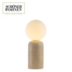 Schöner Wohnen-Kollektion Tischleuchte TRAVENTA, sandfarben, Travertin-Optik, E27 Leuchtmittel wählbar