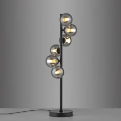 Schöner Wohnen-Kollektion Tischleuchte DUBAI, schwarz, Rauchglas, Schnurschalter
