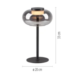 Schöner Wohnen-Kollektion Tischleuchte SIA schwarz, Rauchglas, Schnurschalter