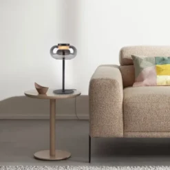 Schöner Wohnen-Kollektion Tischleuchte SIA schwarz, Rauchglas, Schnurschalter
