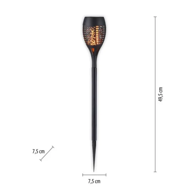 Solarfackel,Erdspießleuchte, schwarz, 3er Set mit Flammeneffekt