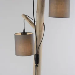 Stehleuchte, taupe, Holzoptik