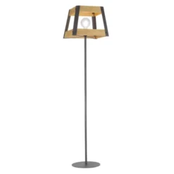 Stehleuchte, Vintage, Holz + Eisen, rustikales Design, E27 Fassung, modern