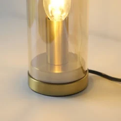 Tischleuchte BOTTLE, Amberglas, Schnurschalter, Leuchtmittel wechselbar