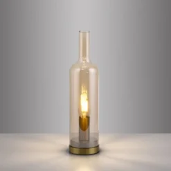 Tischleuchte BOTTLE, Amberglas, Schnurschalter, Leuchtmittel wechselbar