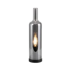 Tischleuchte BOTTLE, rauchfarben, Flaschenform, Rauchglas, Schnurschalter