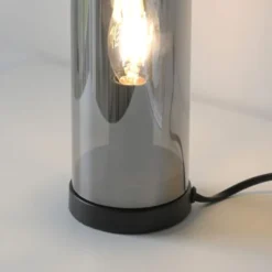 Tischleuchte BOTTLE, rauchfarben, Flaschenform, Rauchglas, Schnurschalter