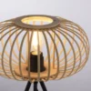 Tischleuchte, E27 für LED Leuchtmittel wechselbar, Holz Rattan