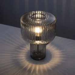 Tischleuchte, Glas, Rauchfarben, Design, E27