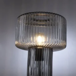 Tischleuchte, Glas, Rauchfarben, Design, E27
