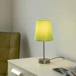 Tischleuchte, grün, 1x E14 LED, Schirm, inkl. Schnurschalter