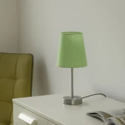 Tischleuchte, grün, 1x E14 LED, Schirm, inkl. Schnurschalter