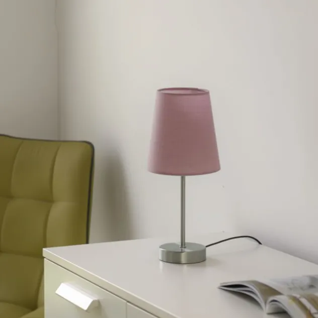 Tischleuchte, rosa, 1x E14 LED, Schirm, inkl. Schnurschalter