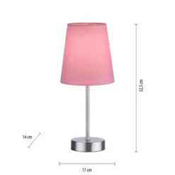 Tischleuchte, rosa, 1x E14 LED, Schirm, inkl. Schnurschalter