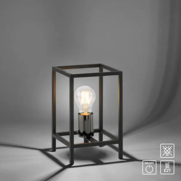 Tischleuchte, schwarz, modern, Retro-Stil, inkl. Schnurschalter, Cage-Optik