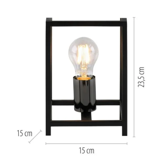 Tischleuchte, schwarz, modern, Retro-Stil, inkl. Schnurschalter, Cage-Optik