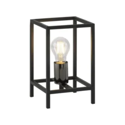 Tischleuchte, schwarz, modern, Retro-Stil, inkl. Schnurschalter, Cage-Optik