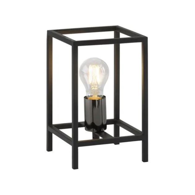 Tischleuchte, schwarz, modern, Retro-Stil, inkl. Schnurschalter, Cage-Optik
