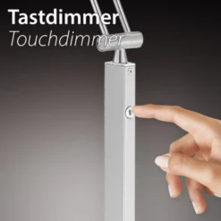 Tischleuchte, silber, LED Standfuß, dimmbar, USB-Anschluss
