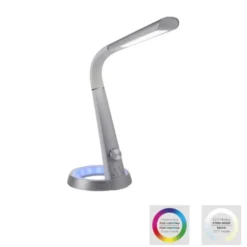 Tischleuchte, silber, LED Standfuß, dimmbar, USB-Anschluss