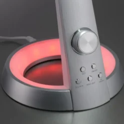 Tischleuchte, silber, LED Standfuß, dimmbar, USB-Anschluss