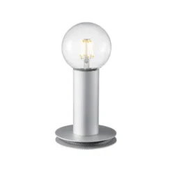 Tischleuchte, silbermatt, Industrial-Design, E27 Leuchtmittel