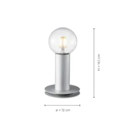 Tischleuchte, silbermatt, Industrial-Design, E27 Leuchtmittel