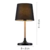 Tischleuchte, Stoffschirm, schwarz, Holz, schlicht, zeitlos