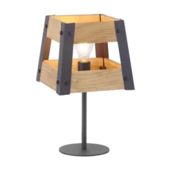 Tischleuchte, Vintage, rustikal Design, Holz, Eisen, E27, für Filament LED