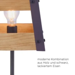 Tischleuchte, Vintage, rustikal Design, Holz, Eisen, E27, für Filament LED