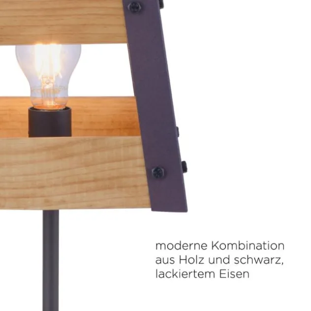 Tischleuchte, Vintage, rustikal Design, Holz, Eisen, E27, für Filament LED