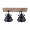 Wand- und Deckenleuchte, schwarz, 2flg, Retro-Look, Vintage, drehbar, Holz